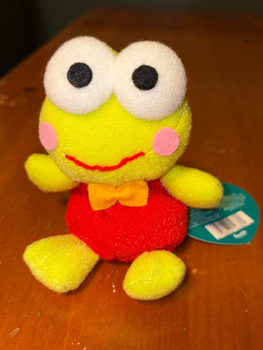 Vintage 1998 Kero Keroppi Sanrio Plush 6" Tall Small Stuffed Toy With Yellow Bow